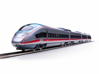 A sleek and modern high-speed train with a dynamic design on isolated white background, showcasing the concept of futuristic travel.