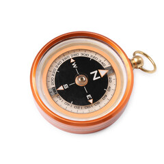 One compass isolated on white. Tourist equipment