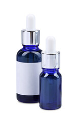 Blue bottles with tincture isolated on white