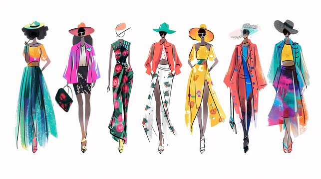 Contemporary and colorful fashion illustrations