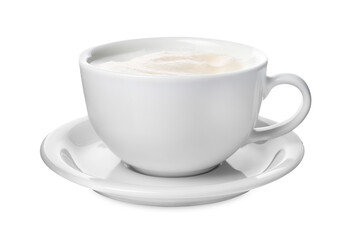 Aromatic coffee in cup isolated on white