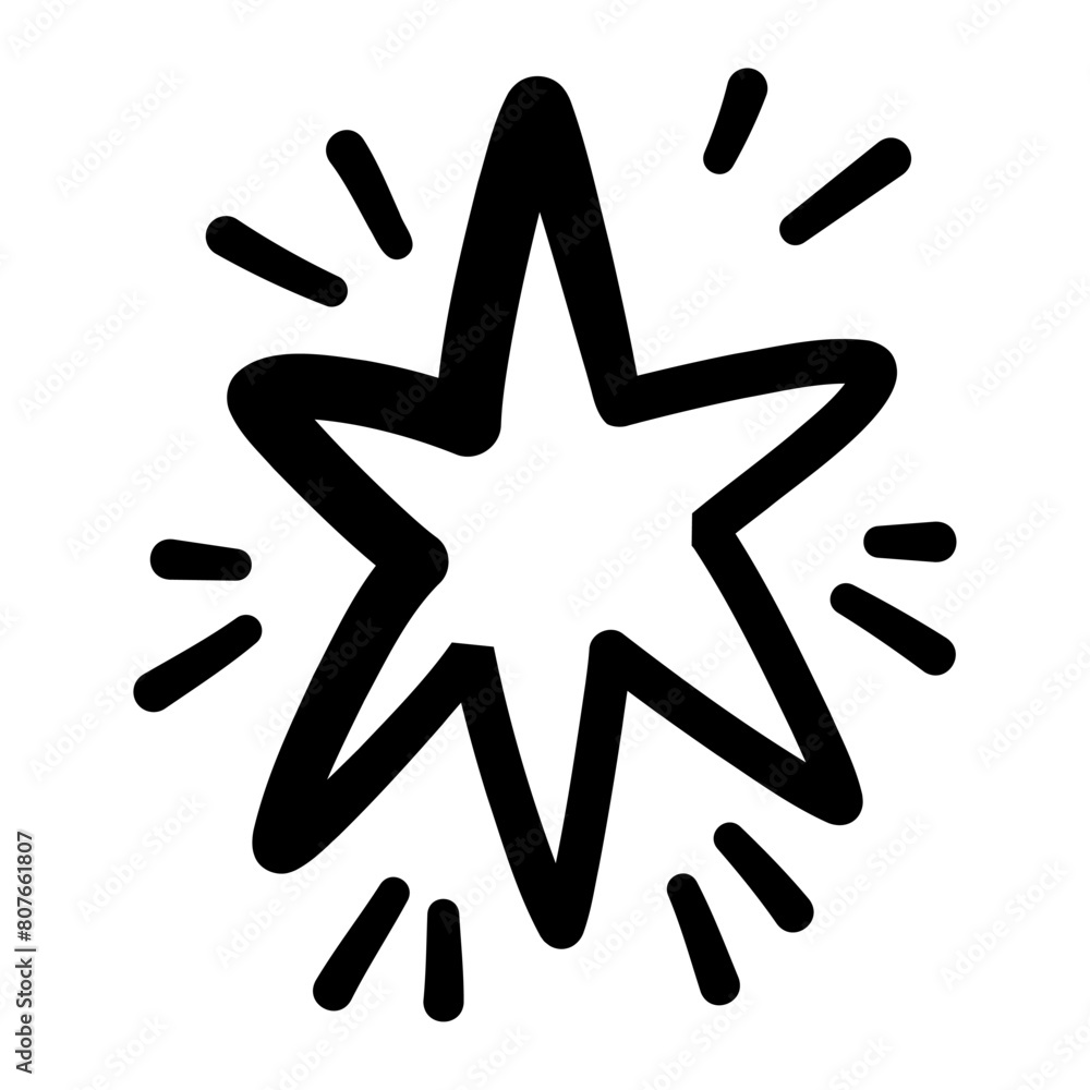 Wall mural sparkle star icon, vector hand drawn design element.