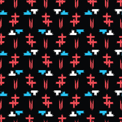 Japanese Brush Cross Line Vector Seamless Pattern