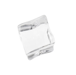 One crystal clear ice cube isolated on white