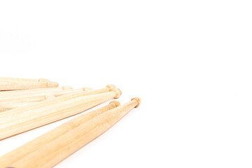 Drum sticks isolated on white background, copy space