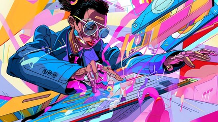 Tax Manager surrounded by financial statements and spreadsheets