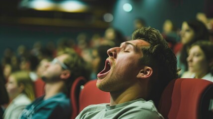 Person yawning with boredom during a lecture