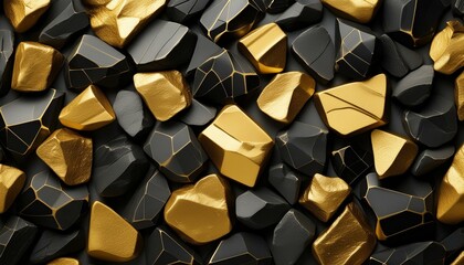 Gilded Essence: A Study in Gold and Black Rock Texture"