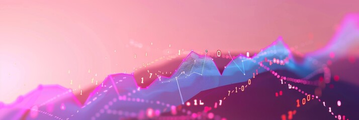 Computergenerated graph with pink and purple skyinspired background