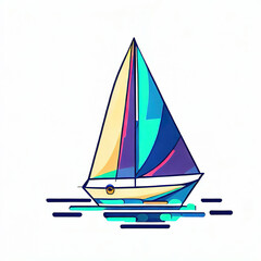 flat logo with a beautiful sailboat on a white background, generated by Ai
