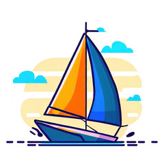 flat logo with a beautiful sailboat on a white background, generated by Ai