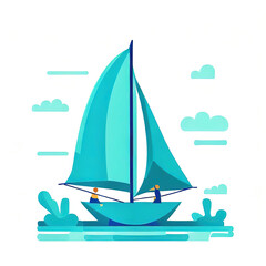 flat logo with a beautiful sailboat on a white background, generated by Ai