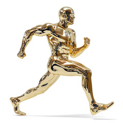 Golden Running Man Award trophy isolated on a transparent background 

