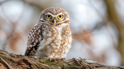 Adorable and unique, this little owl is sure to delight with its big, round eyes and fluffy feathers.