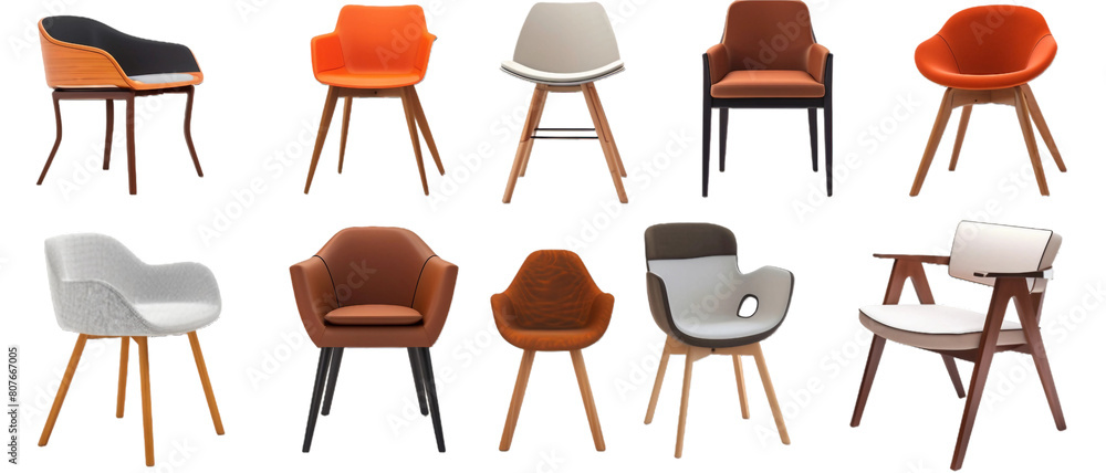 Poster set of chairs isolated png transparent background