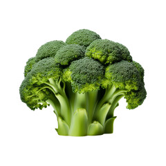 This picture shows a crown of green broccoli isolated on transparent background.