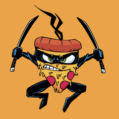 Pizza ninja Cartoon Vector Illustration © John