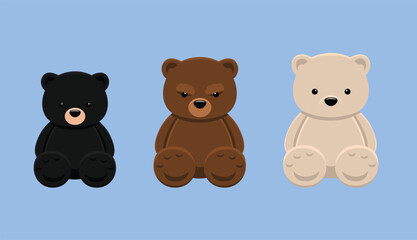 Doll Bear Grizzly Kermode Black Animal Cute Cartoon Vector Illustration