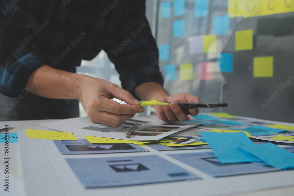 Wall mural ux graphic designer creative sketch planning application process development prototype wireframe for