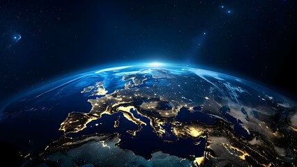 Nighttime view of Earth from space highlighting Asia Europe Africa and the Middle East. Concept Space Photography, Earth From Above, Nighttime Views, Asia-Europe-Africa-Middle East