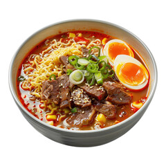 Beef ramen soup Isolated on transparent background.