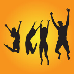 SUNSET MEN AND WOMEN JUMP SILHOUETTE