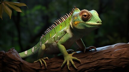 Fototapeta premium green iguana on a tree