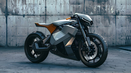 A sleek, futuristic motorcycle with an integrated AI system