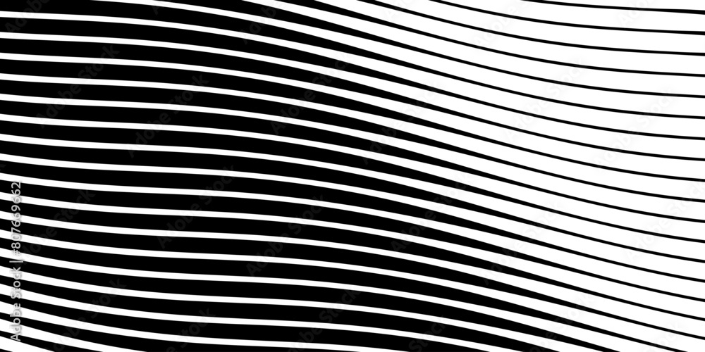 Poster diagonal lines halftone effect. abstract black and white background with curve lines and waves. bann