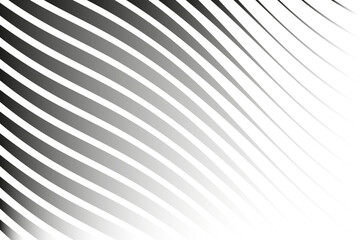 Diagonal lines halftone effect. Abstract black and white background with curve lines and waves. Banner.	