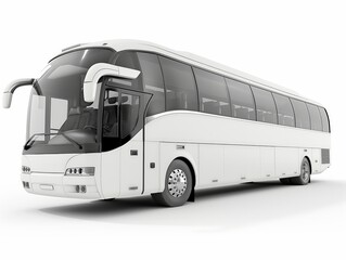 Side view of a sleek modern coach bus, illustrating transport, tourism, and travel concepts. - obrazy, fototapety, plakaty