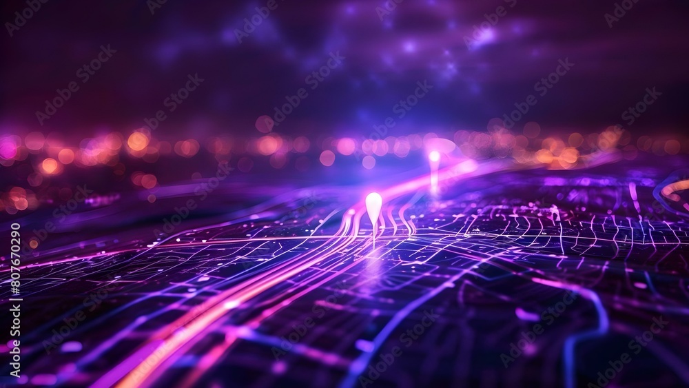 Poster futuristic map pin tech background for modern navigation and location tracking. concept technology, 