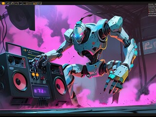 DJ Robot has 4K resolution, 3D rendering, printing, concept art, liveliness.