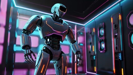 DJ Robot has 4K resolution, 3D rendering, printing, concept art, liveliness.