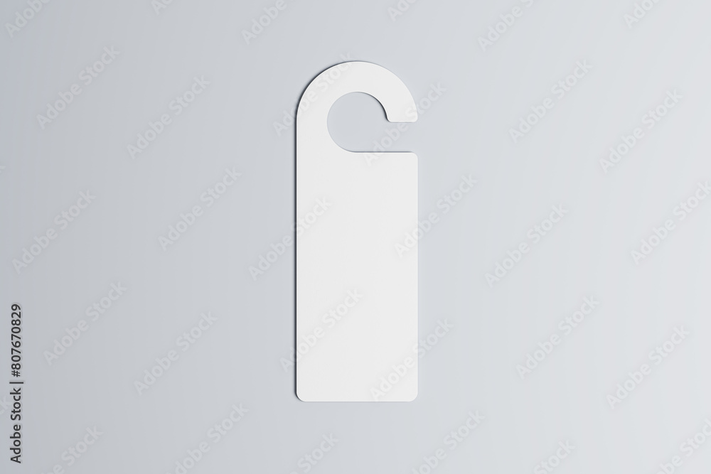 Poster Close up of empty light door sign on white surface background. Mock up, 3D Rendering.