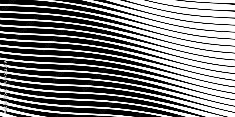 Poster diagonal lines halftone effect. abstract black and white background with curve lines and waves. bann