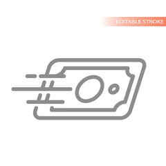 Fast money transfer vector icon. Bank transaction outline symbol.