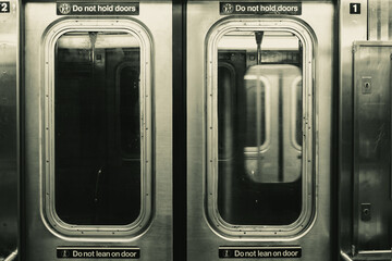 Closed doors on the New York subway