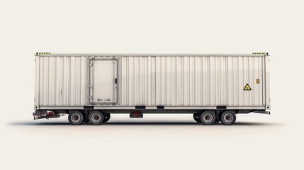 40 ft white refrigerated container on trailer for cargo transport