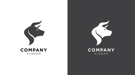 Buffalo cow ox bull head logo design template