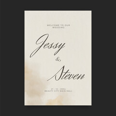 Wedding poster for welcome sign. Template welcome poster. Vector printable wedding props. Flyer design for welcome sign.