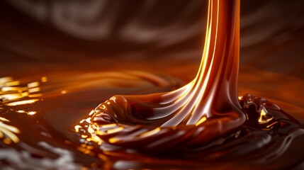 A rich flow of chocolate brown and caramel waves creating a luxurious and tempting texture