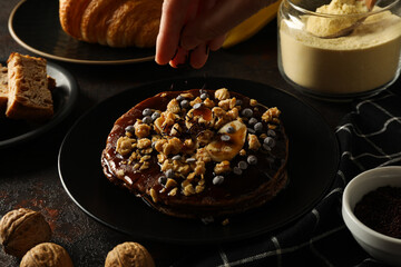 Tasty food with banana, concept of tasty food with banana