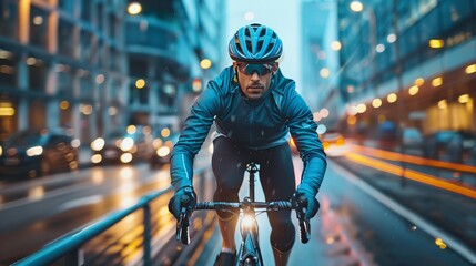 Cyclist in motion on a city bridge, showcasing the versatility of ecofriendly active wear 8K , high-resolution, ultra HD,up32K HD