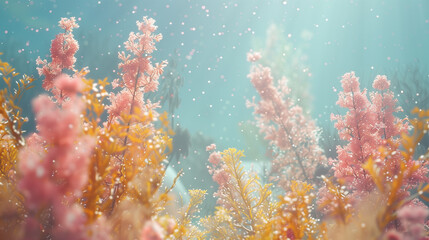 Fototapeta premium Enchanted Pastel Forest Scene with Pink and Blue Trees