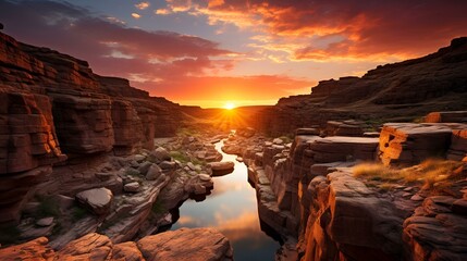 Stunning Sunset Landscape with rocks 