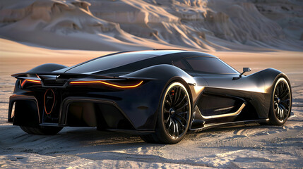 high-performance supercar inspired by futuristic sci-fi aesthetics