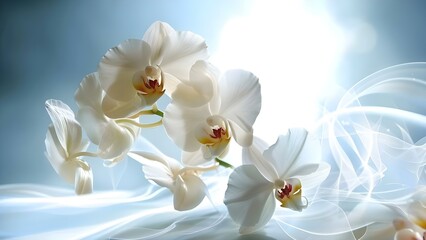 Highresolution 8K photo showcasing a detailed white orchid in full bloom. Concept Botanic Photography, Orchid Showcase, Detailed Florals, High-Resolution Images, 8K Quality