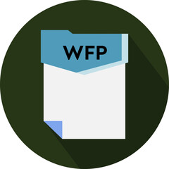 WFP File format minimal icon     with circular shape
