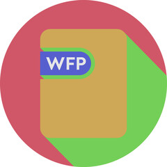 WFP File icon Jelly Bean and Chestnut Rose color  in circular shape